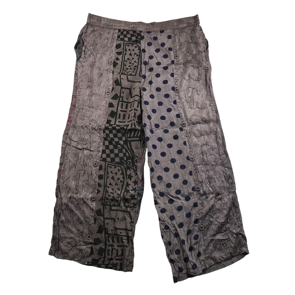 Tienda Ho Tambora Patchwork Wide Leg Pant Viscose Mixed Print Gray Purple OS NWT